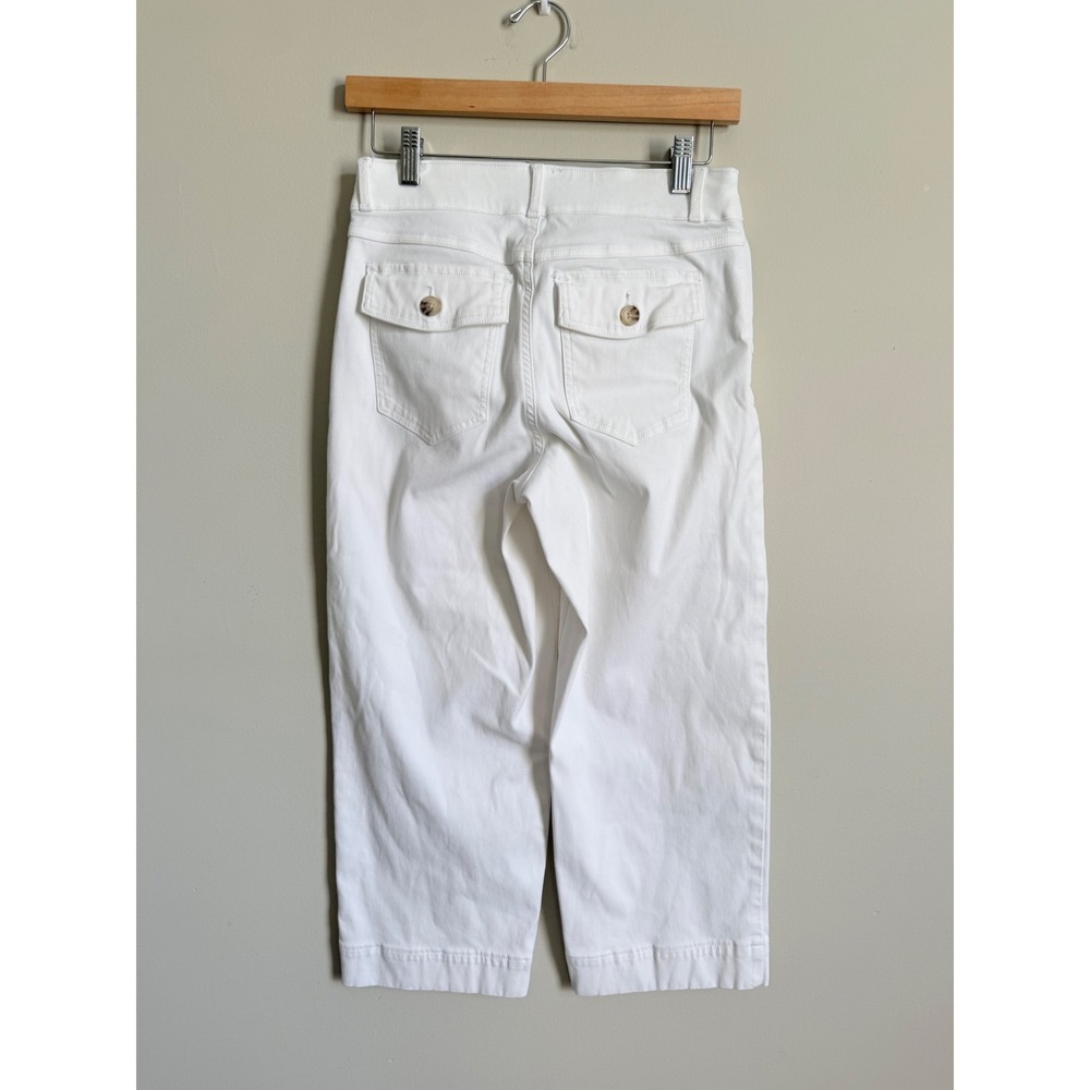 Spanx Supersmooth Stretch Twill Cropped Wide Leg Pant White Petite Medium - Picture 6 of 6